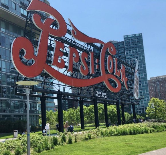 Short, Easy Trips from Roosevelt Island: Gantry State Park Another piece of local history, the Pepsi-Cola sign is right off the ferry landing.